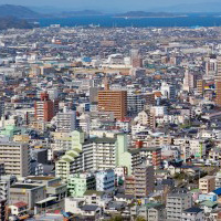 松山城天守閣から見た松山市の景色
